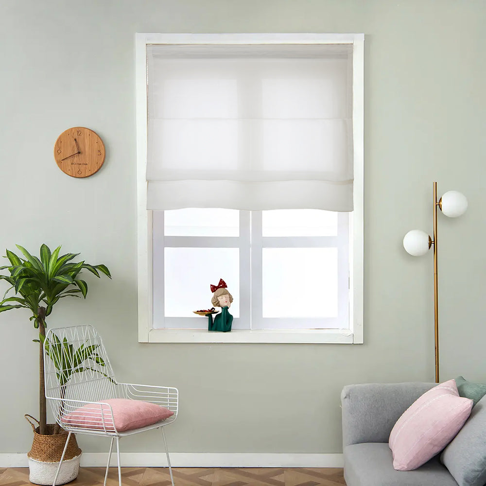 Lila White Sheer Roman Shades Cordless/Corded