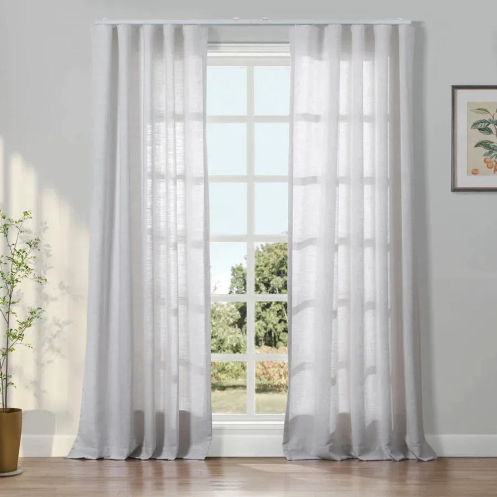 Linen Ripple Fold Curtain with Track Kit Skyler