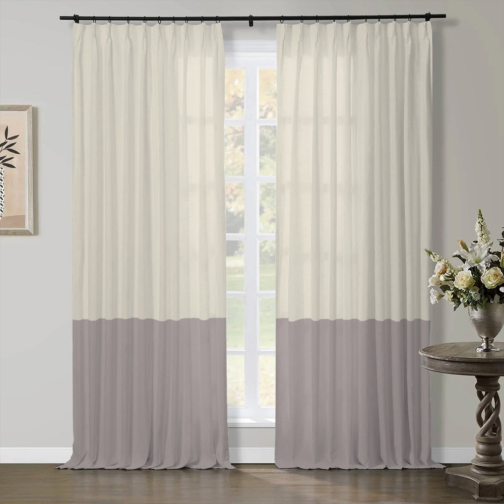 Premium Linen Cotton Curtain Two-Tone Pleated Aira