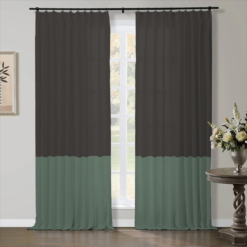 Premium Linen Cotton Curtain Two-Tone Pleated Aira