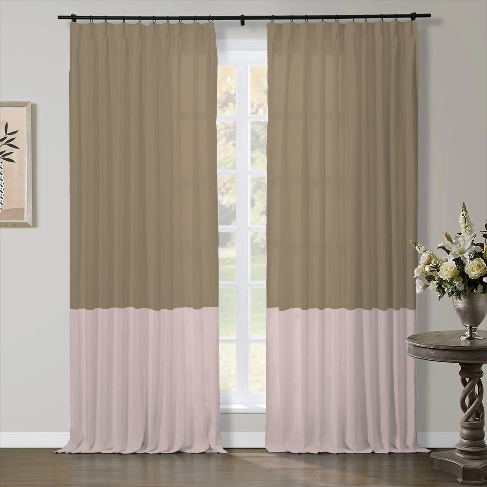 Premium Linen Cotton Curtain Two-Tone Pleated Aira