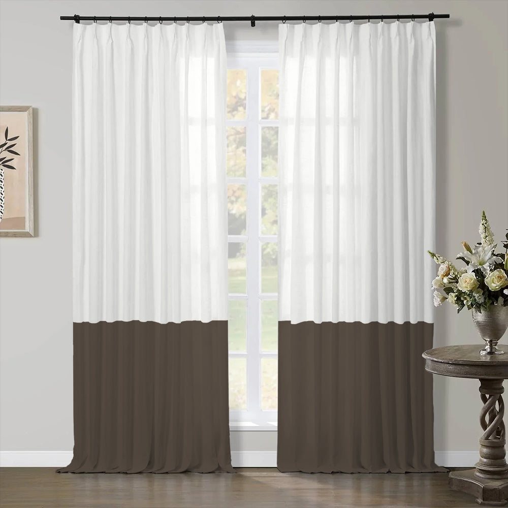 Premium Linen Cotton Curtain Two-Tone Pleated Aira