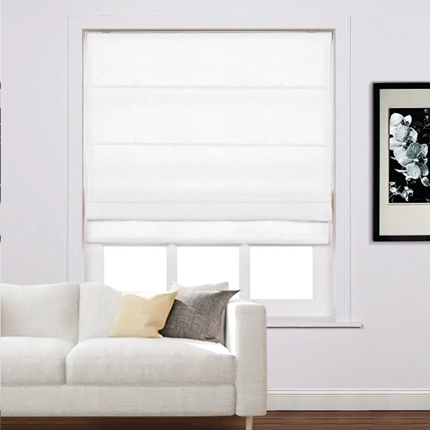 Zoe Linen Roman Shades for Windows Cord Lift