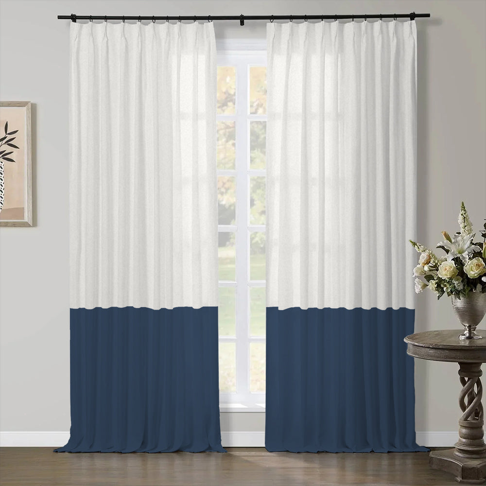 Premium Linen Cotton Curtain Two-Tone Pleated Aira