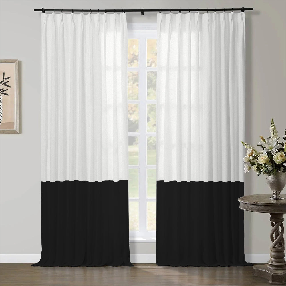 Premium Linen Cotton Curtain Two-Tone Pleated Aira