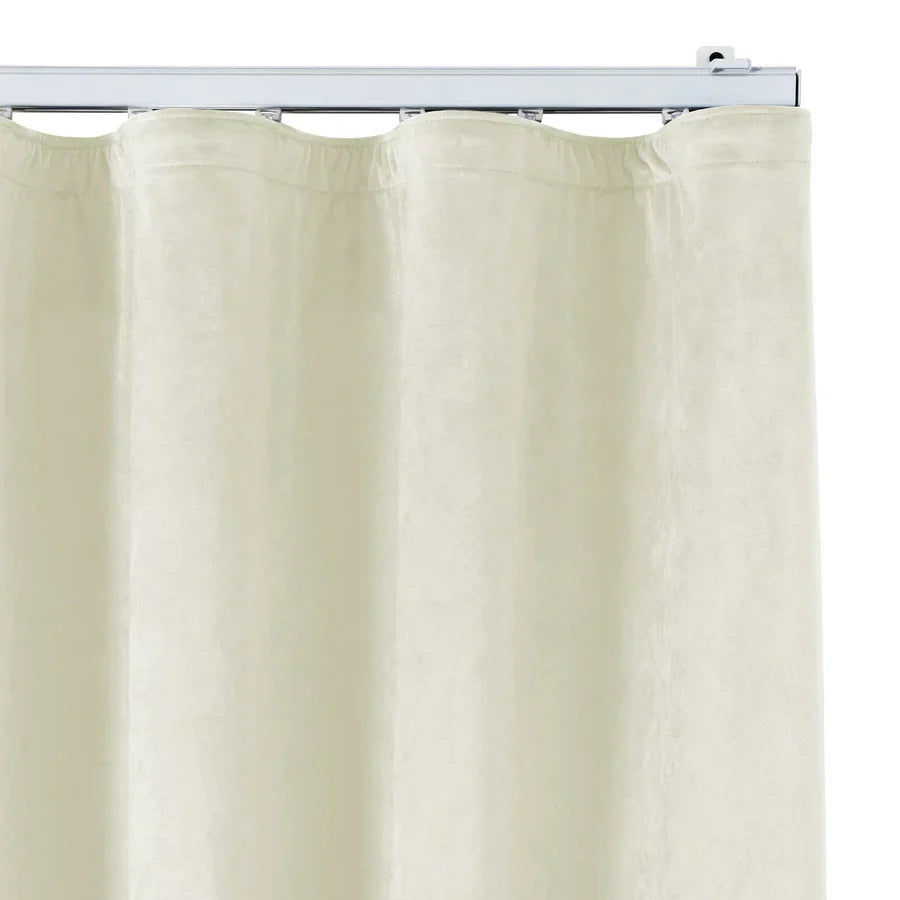 Linen Blackout Ripple Fold Curtain with Track Kit Sunny