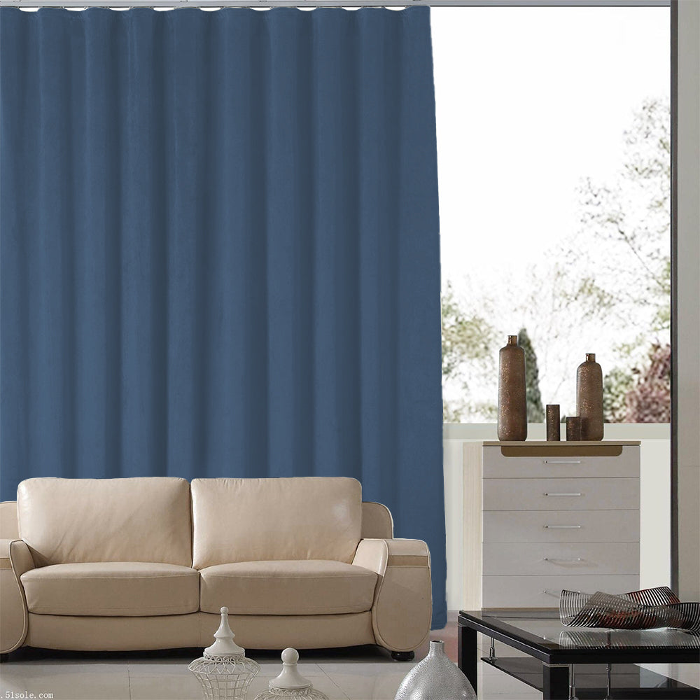 Velvet Minimalist Ripple Fold Curtain with Track Kit Luna