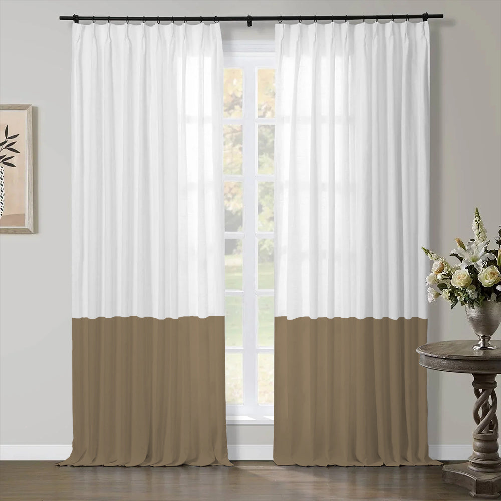 Premium Linen Cotton Curtain Two-Tone Pleated Aira